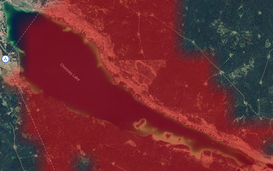 Chimney Lake coverage, 2.4 GHz